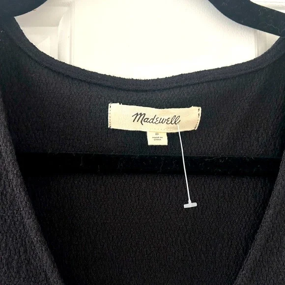 Madewell Cross-Front Button Dress in Black - Picture 4 of 6